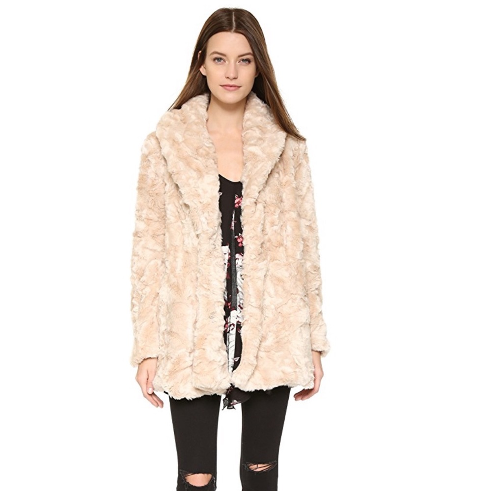 Free People Swingy Vegan Fur Jacket Coat - Picture 3 of 8